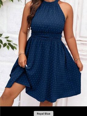 SHEIN Navy Blue Halter Mini Dress